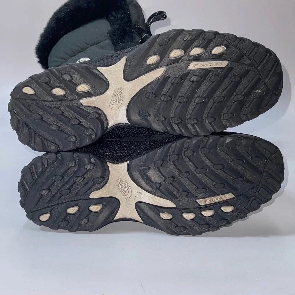 The North Face Nuptse Purna Womens 6.5 Goose Down Black Faux Fur Winter‎ Boots
